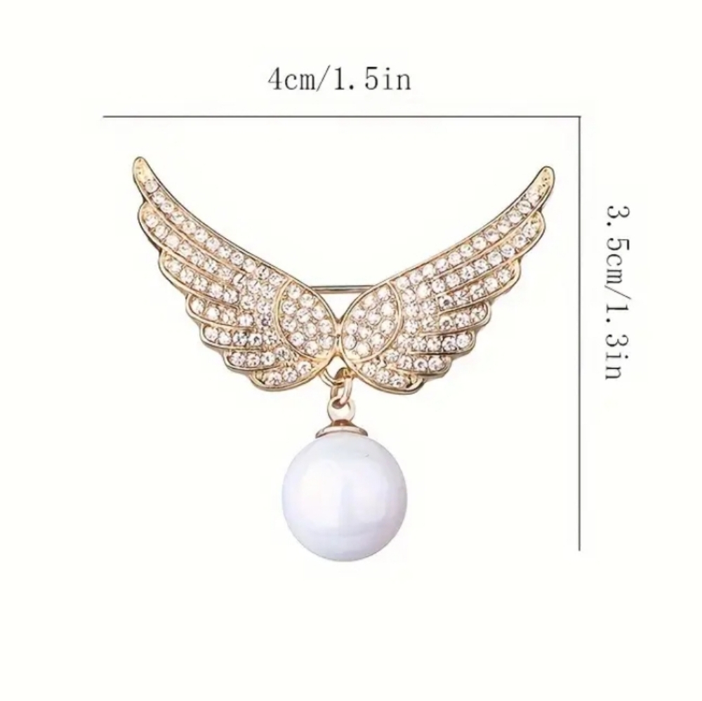 Angel Wings Rhinestone Brooch Pin - Picture 2 of 3